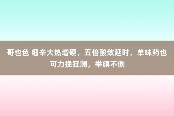 哥也色 细辛大热增硬，五倍酸敛延时，单味药也可力挽狂澜，举旗不倒