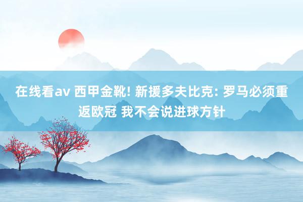 在线看av 西甲金靴! 新援多夫比克: 罗马必须重返欧冠 我不会说进球方针