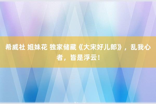 希威社 姐妹花 独家储藏《大宋好儿郎》，乱我心者，皆是浮云！