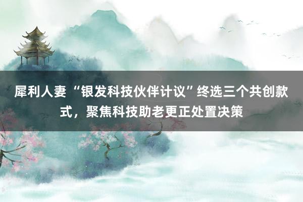 犀利人妻 “银发科技伙伴计议”终选三个共创款式，聚焦科技助老更正处置决策